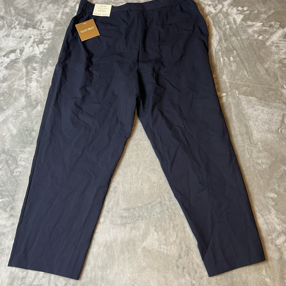 Women's Ellen Tracy Betty Slim Ankle Navy Blue Pants Size 14W - Picture 7 of 8